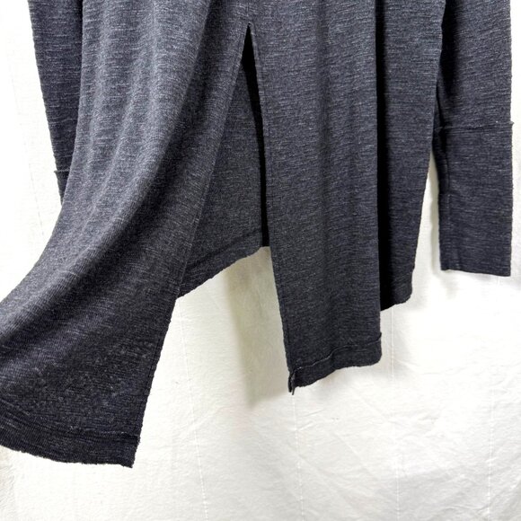 We The Free People Sweater Womens Sz L Charcoal Split Back Cowl Neck Knit Top - Picture 5 of 11